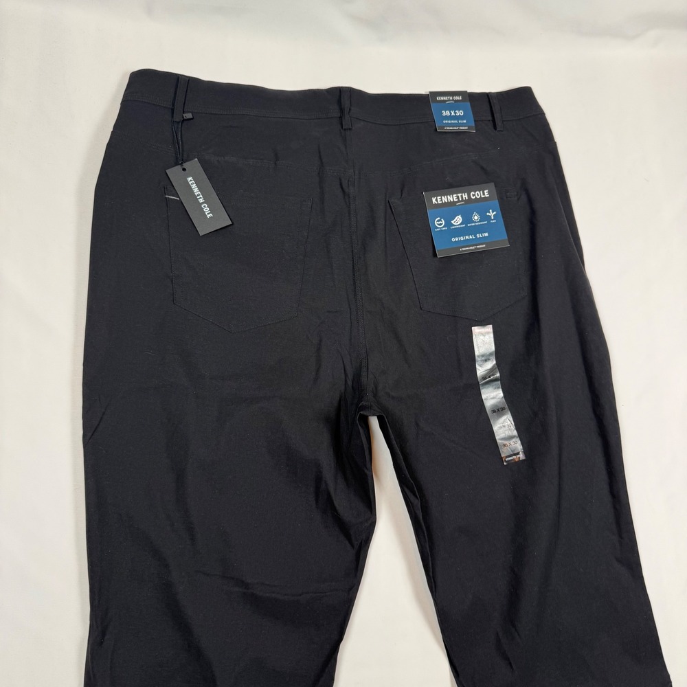 Kenneth Cole Mens Black Original Slim Performance Stretch Pants 38x30 NWT